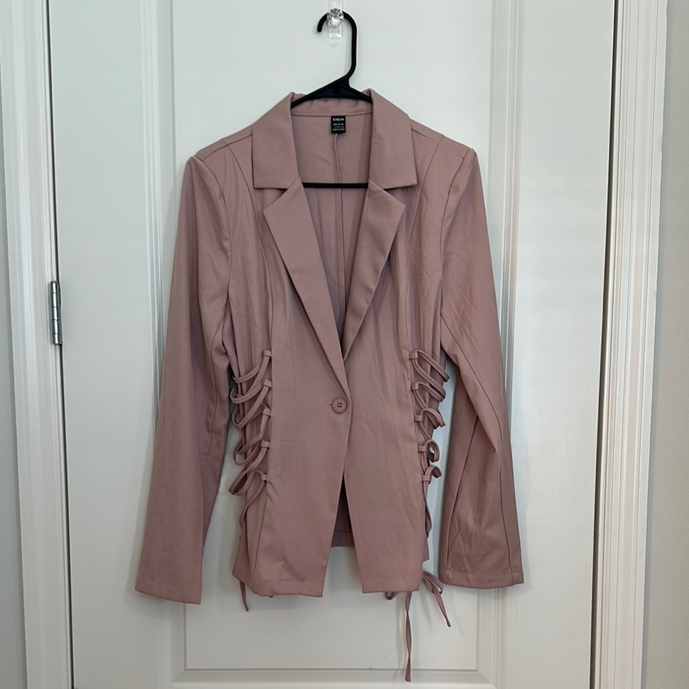 Elegant Pink Blazer with Side Ties